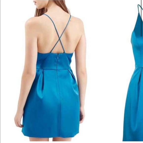 Topshop Blue Satin Dress - Picture 4 of 14
